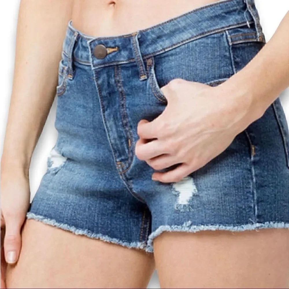 Tilly’s RSQ Venice Destroyed Mid Rise Denim Jean Shorts Sz 27